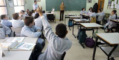 Alumnos en un colegio en Madrid