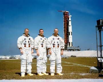 La tripulación del 'Apolo 9': de izquierda a derecha, Rusell L. Schweickart, David R. Scott y James A. McDivitt.