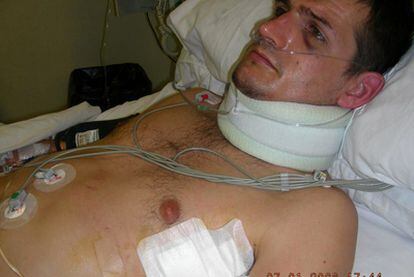 Igor Portu en el hospital, al día siguiente a su detención.