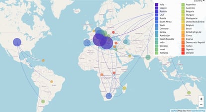 Mapa de las transmisiones del virus del Nilo Occidental. / CLINICAL BIOINFORMATICS AREA