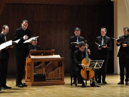 Vox Luminis durante la actuaci&oacute;n en el Auditorio Nacional de Madrid.