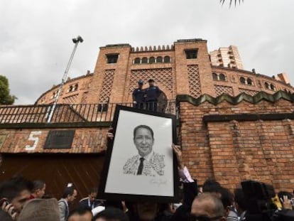 Imagen de archivo de una protesta en la plaza de toros La Santamaría en Bogotá.