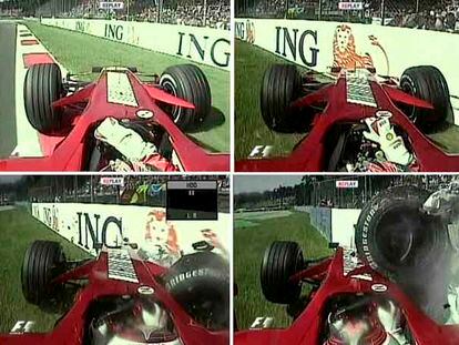 Secuencia del accidente sufrido por Kimi Raikkonen vista desde una cámara en el coche del piloto.