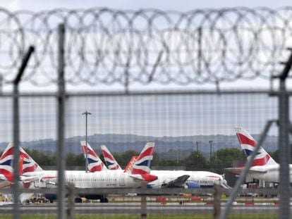 Aviones de British Airways en el aeropuerto London Gatwick en mayo.