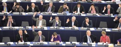 Votación en una sesión plenaria del Parlamento europeo.