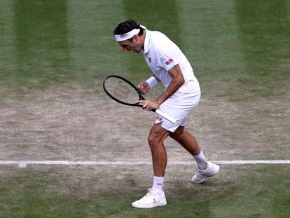 Federer celebra la victoria contra Norrie en la tercera ronda, el sábado en la central de Wimbledon.