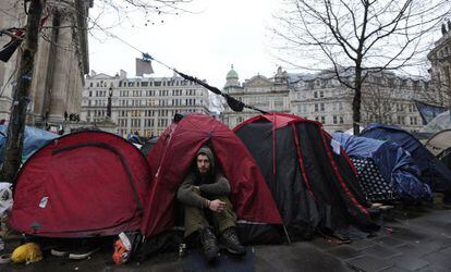 Varias tiendas de campaña de Occupy London.