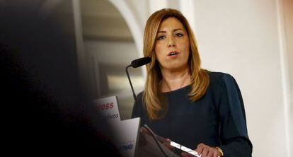 Susana D&iacute;az, este mi&eacute;rcoles en un desayuno informativo en Madrid. 