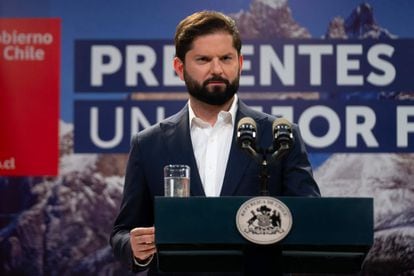 El presidente de Chile, Gabriel Boris, durante la rueda de prensa tras conocer los resultados.