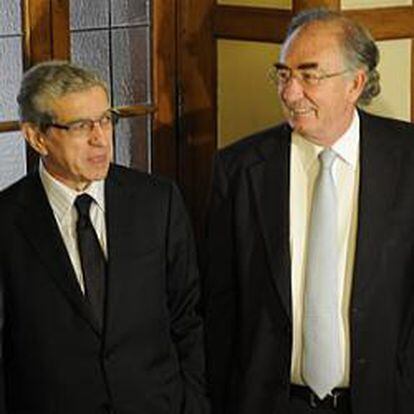 De izquierda a derecha, Carlos Egea (BMN), Braulio Medel (Unicaja), Amado Franco (Ibercaja) y Manuel Menéndez (Liberbank).