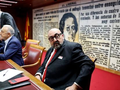 Koldo García, que fuera asesor del exministro José Luis Ábalos, comparece ante la comisión del Senado por su imputación en la presunta trama de corrupción por la compraventa de mascarillas durante la pandemia.