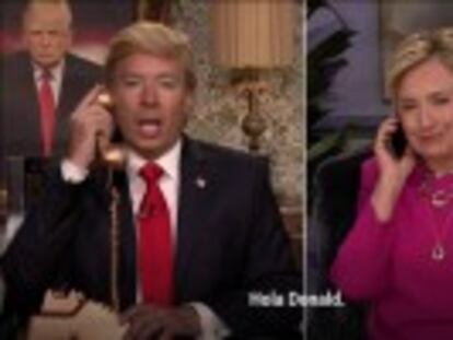 El humorista Jimmy Fallon imita al candidato republicano y recrea una conversación teléfonica con Clinton