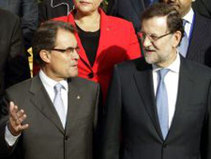 Los presidentes de Catalu&ntilde;a y Espa&ntilde;a, Artur Mas y Mariano Rajoy.