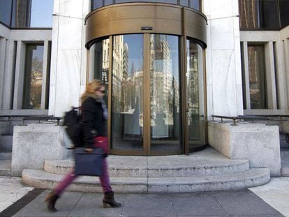 Estado actual de la sede de Banco de Madrid, junto a la plaza de Colon de la capital