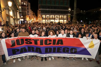 Protest in A Coruña in February 2020 demanding justice for Diego Bello, in a released image.