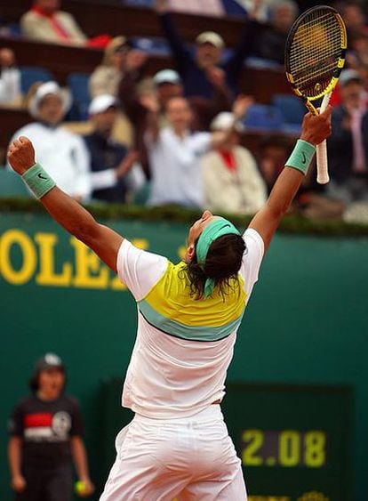 Nadal celebra su victoria ante Andy Murray.