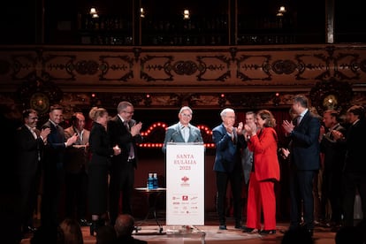 Boris Izaguirre pronuncia el pregón de Santa Eulalia del Gremi de Restauració de Barcelona, este miércoles 15 de marzo de 2023 en la sala La Paloma.