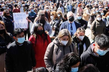 Manifestación en Marín (Pontevedra) tras el naufragio del 'Villa de Pitanxo', en abril de 2022.