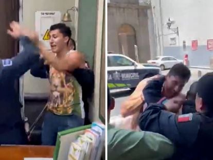 El intento de detención de un joven en Puebla.