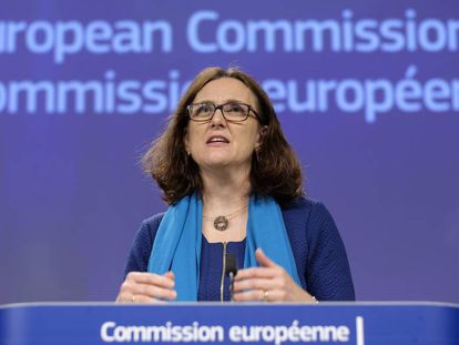 La comisaria de Comercio, Cecilia Malmström, ayer en Bruselas.