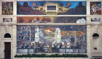 La Industria de Detroit, de Diego Rivera. El mural decora una de las fachadas del DIA.