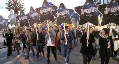 Manifestación la semana pasada en San Sebastián en apoyo a la reclusa de ETA Sara Majarenas.