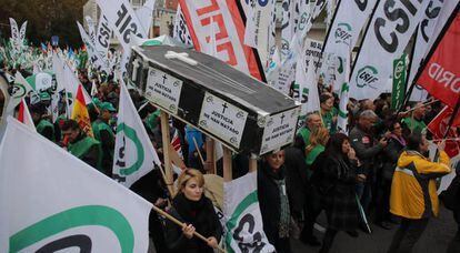 La manifestación de los funcionarios de Justicia, el pasado viernes.