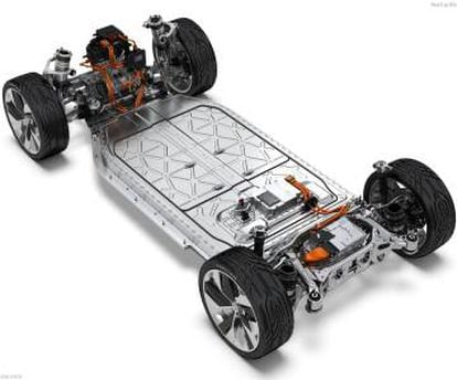 Estructura tipo sándwich del Jaguar I-Pace Concept, con un motor en cada eje.