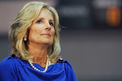 Jill Biden en un rally electoral en Pennsilvania.