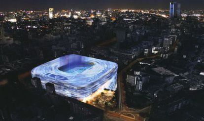 Recreación elaborada por el Real Madrid de la imagen del futuro estadio del paseo de la Castellana.