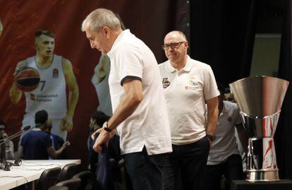 Obradovic y Laso en la rueda de prensa de presentación de la final