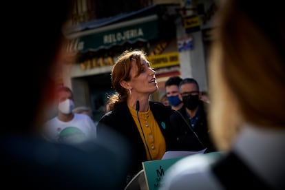 La candidata de Más Madrid en un acto electoral en Getafe el día 29. 