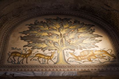 Mosaic of the Tree of Life, in Hisham's palace in Jericho.
