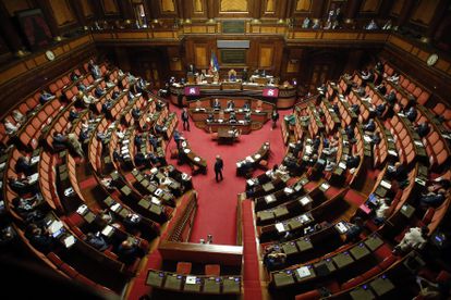 Vista del Senado italiano durante una comparecencia del primer ministro, Giuseppe Conte, el pasado 28 de julio.