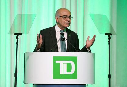 El presidente ejecutivo de TD Bank, Bharat Masrani, en una imagen de archivo de una junta de accionistas.