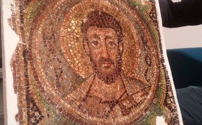 Imagen del mosaico del siglo VI con el rostro de San Marcos aparecido en Mónaco.