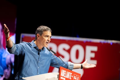 Pedro Sanchez, during his speech at the rally in Valencia last Saturday.