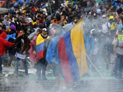 La manifestación de este jueves en el centro de Bogotá.