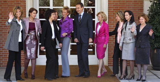 Las ministras del Gobierno de Zapatero de 2008.