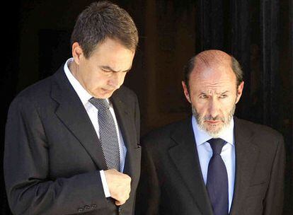 El presidente Rodríguez Zapatero y el ministro Pérez Rubalcaba, ayer en Álava