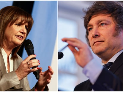 Patricia Bullrich y Javier Milei, aspirantes a la presidencia de Argentina.