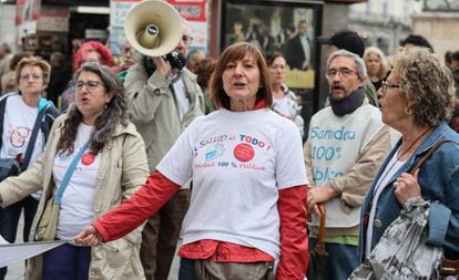 Concentración de la Marea Blanca en Madrid para exigir una sanidad pública de calidad el pasado mes de septiembre.  