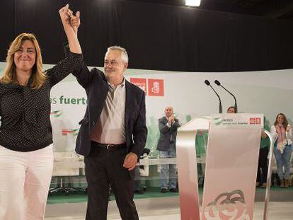 Susana D&iacute;az y Jos&eacute; Antonio Gri&ntilde;&aacute;n, en el &uacute;ltimo comit&eacute; director del PSOE.