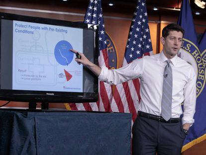 El protavoz de la C&aacute;mara de Representantes, Paul Ryan, defiende los beneficios de su propuesta legislativa.