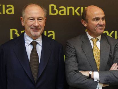 Rodrigo Rato y Luis De Guindos, en el Encuentro Financiero Internacional Bankia 2012. 