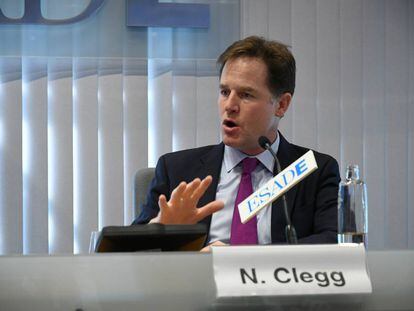 El ex viceprimer ministro británico, Nick Clegg, este martes en Madrid.