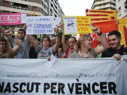 Manifestaci&oacute;n en Valencia a favor del refer&eacute;ndum catal&aacute;n el 20 de septiembre.