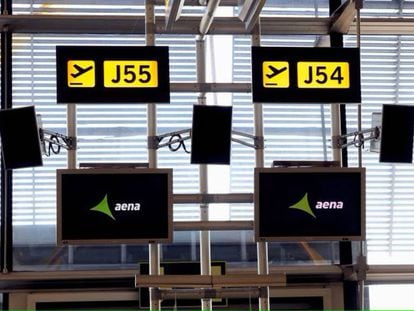 Mostradores de Aena en el aeropuerto de Barajas Adolfo Suárez, en Madrid.
