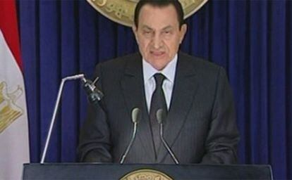 Imagen del presidente egipcio en su alocución televisiva.