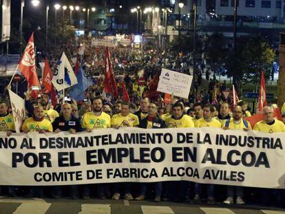 Manifestación en contra del cierre de Alcoa el pasado día 8 de noviembre. 